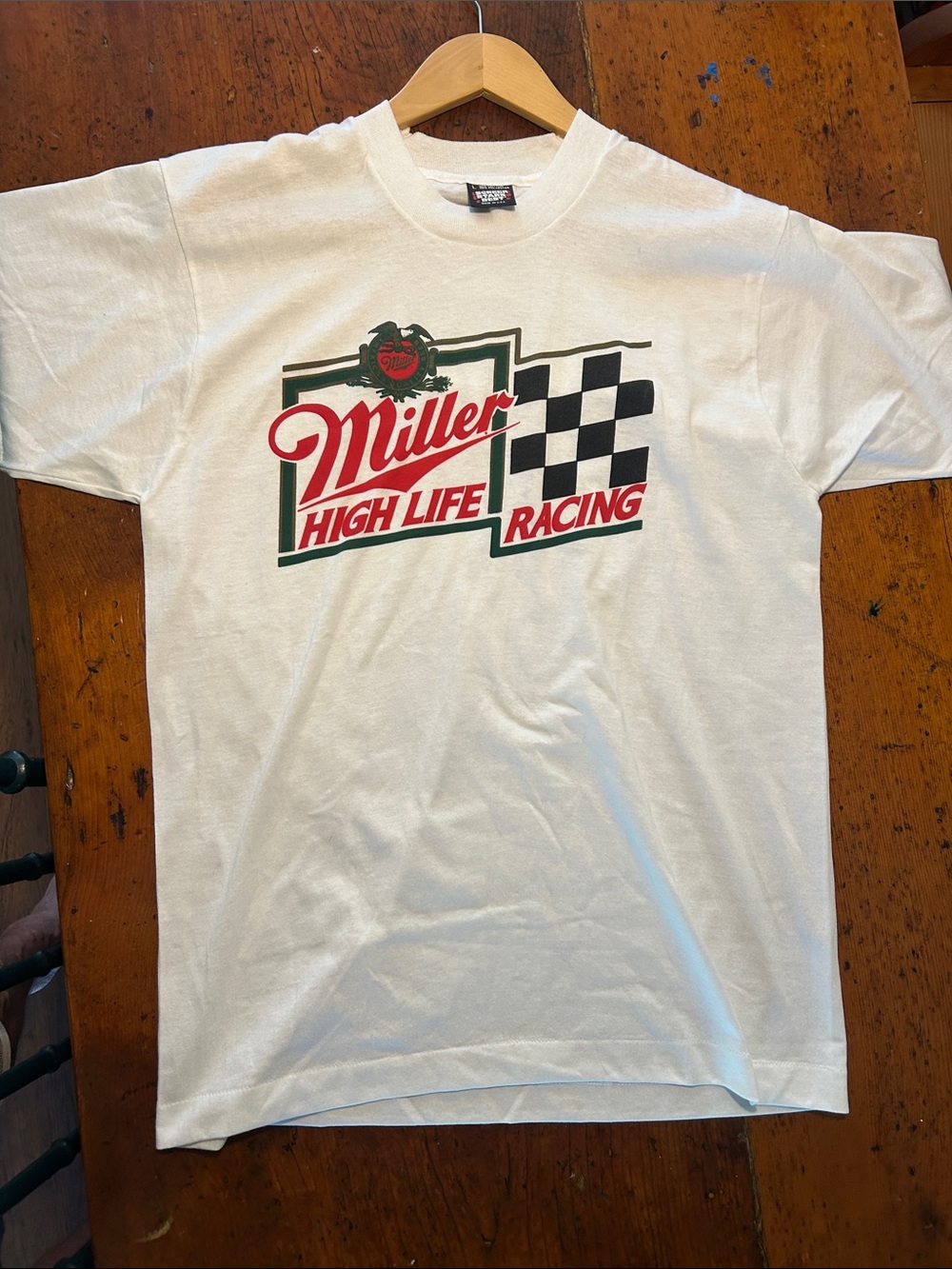 Vintage, single stitch Miller High Life Racing Graphic T-Shirt — White